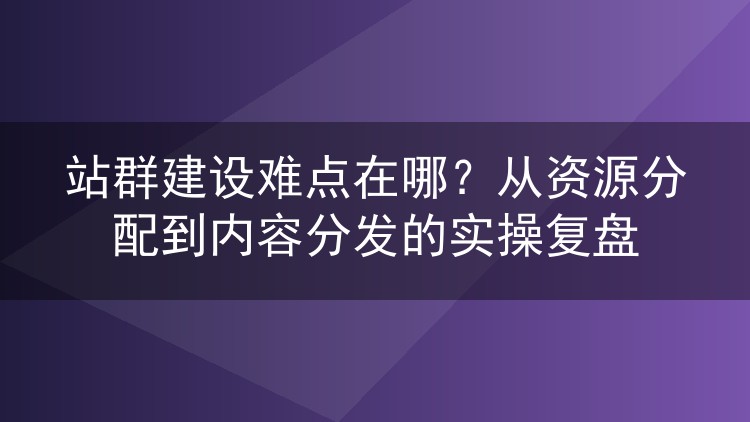 站群建设难点在哪?从资源分配到内容分发的实操复盘