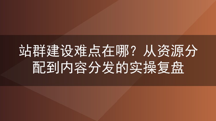 站群建设难点在哪?从资源分配到内容分发的实操复盘