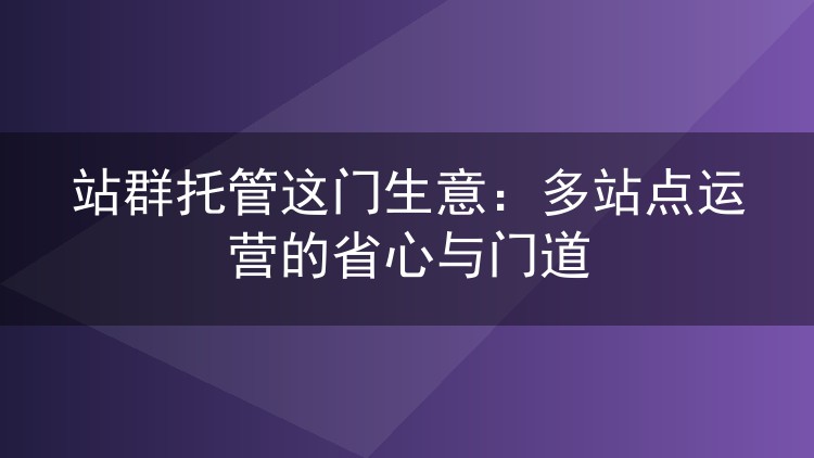 站群托管这门生意：多站点运营的省心与门道