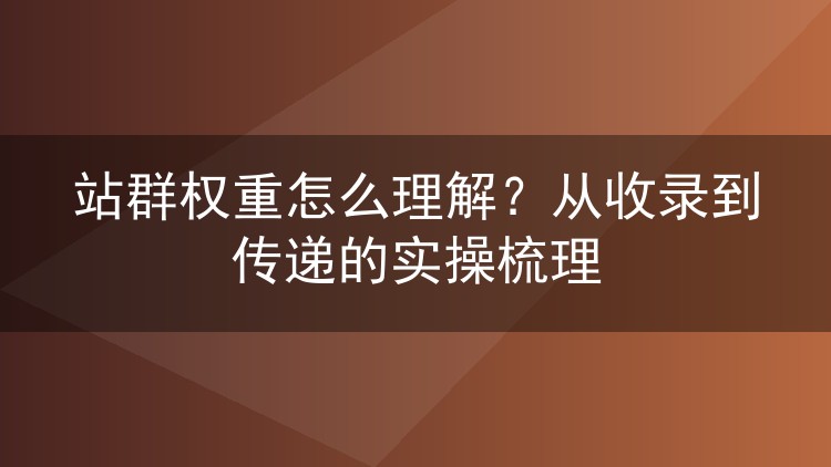 站群权重怎么理解?从收录到传递的实操梳理