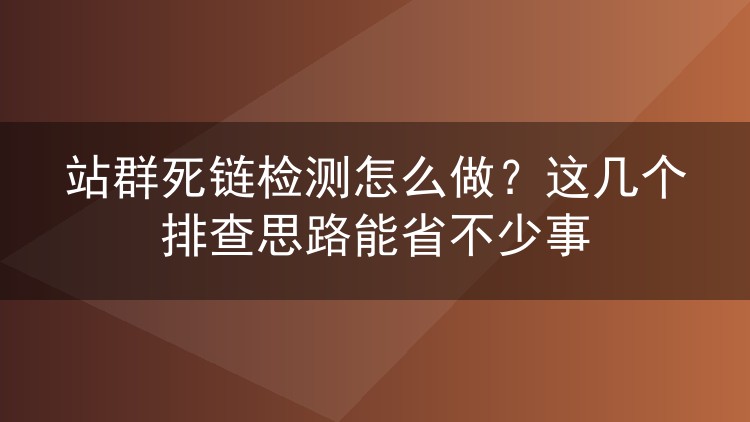 站群死链检测怎么做?这几个排查思路能省不少事