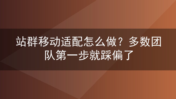 站群移动适配怎么做？多数团队第一步就踩偏了