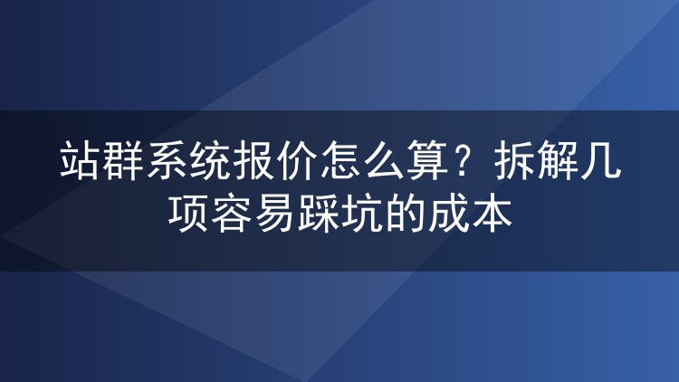 站群系统报价怎么算?拆解几项容易踩坑的成本
