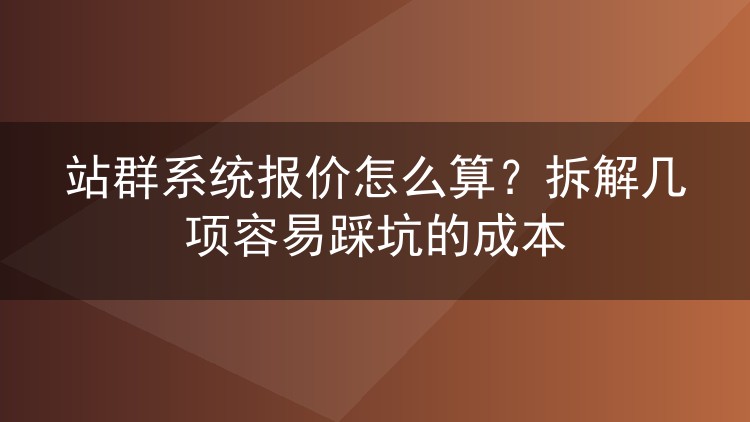 站群系统报价怎么算?拆解几项容易踩坑的成本