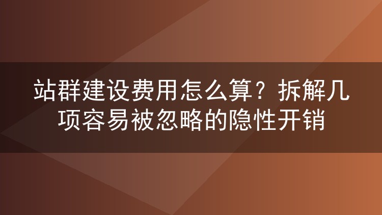 站群建设费用怎么算？拆解几项容易被忽略的隐性开销