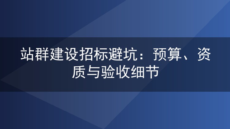站群建设招标避坑：预算、资质与验收细节