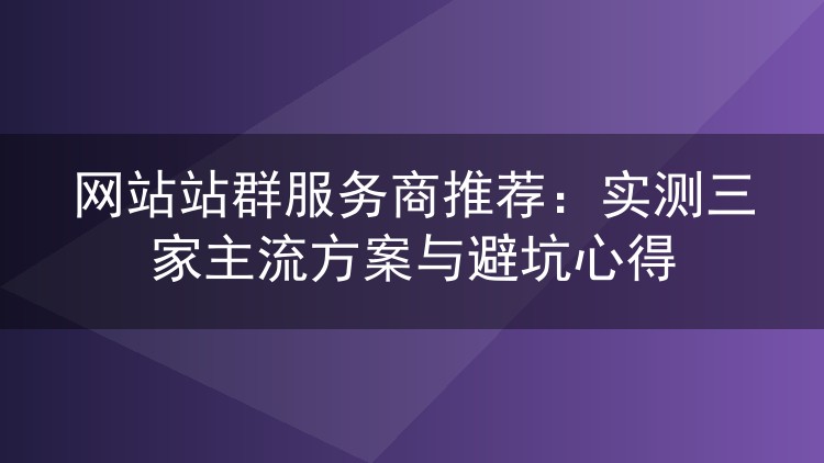 网站站群服务商推荐：实测三家主流方案与避坑心得