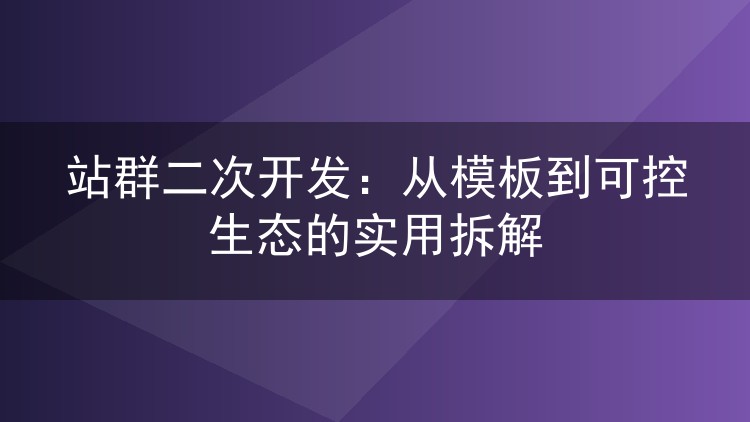 站群二次开发:从模板到可控生态的实用拆解