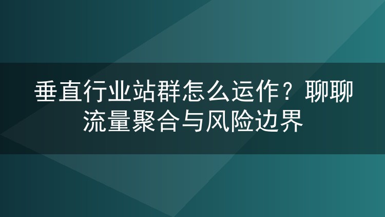 垂直行业站群怎么运作?聊聊流量聚合与风险边界
