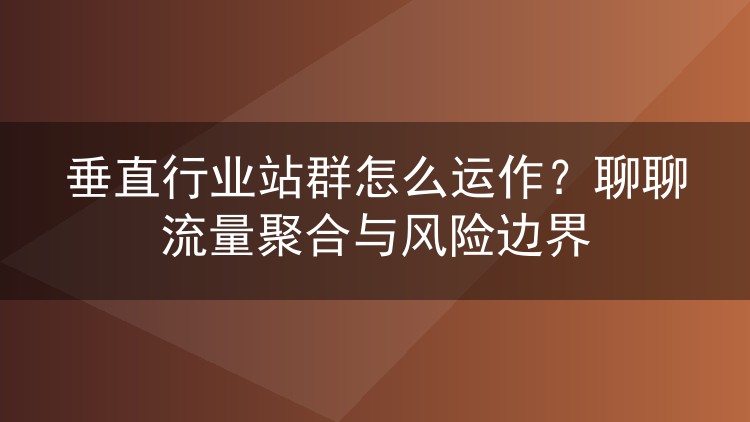 垂直行业站群怎么运作?聊聊流量聚合与风险边界