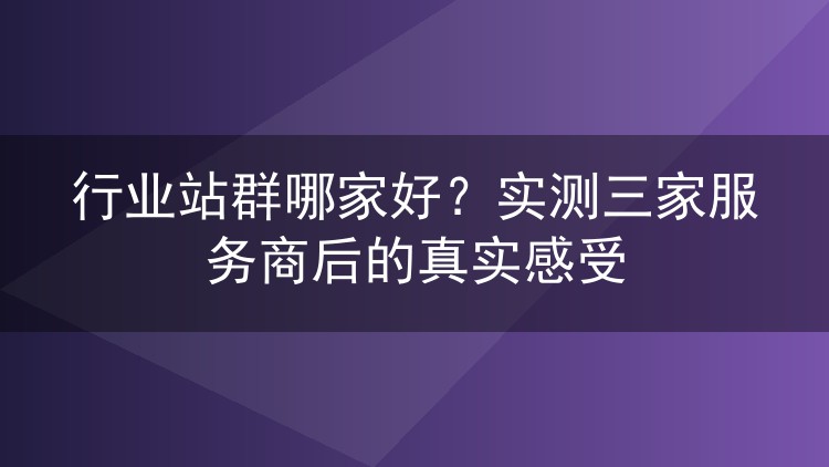 行业站群哪家好？实测三家服务商后的真实感受
