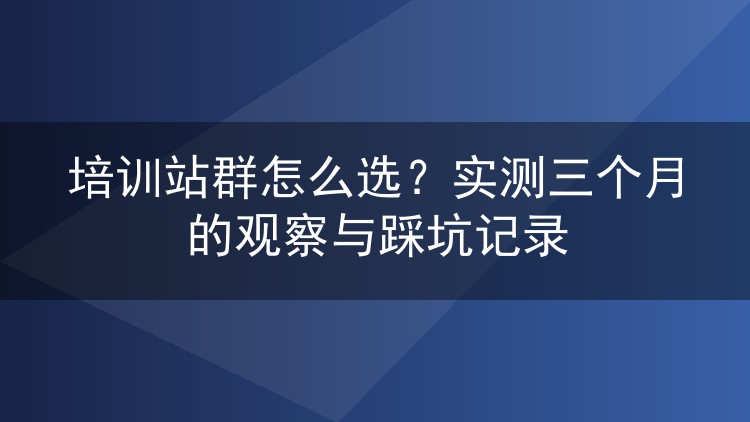 培训站群怎么选？实测三个月的观察与踩坑记录