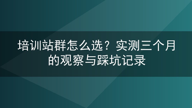 培训站群怎么选?实测三个月的观察与踩坑记录