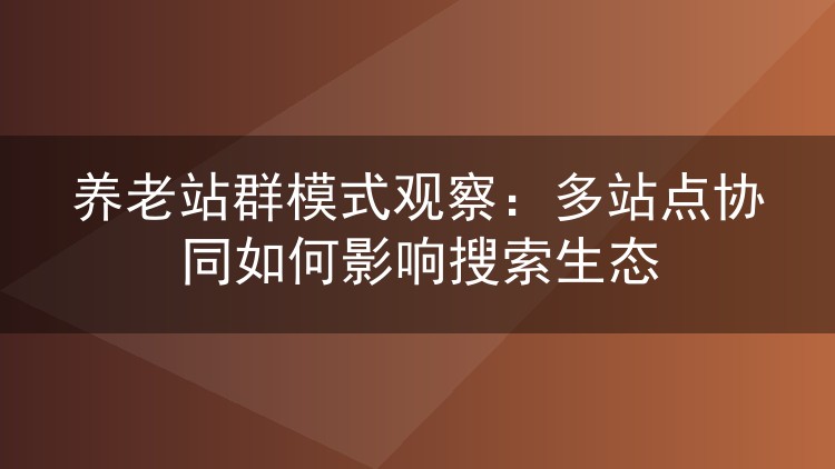 养老站群模式观察:多站点协同如何影响搜索生态