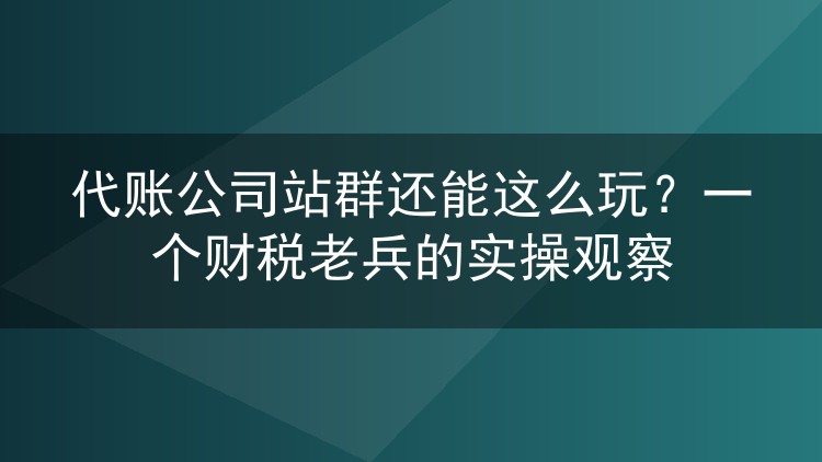 代账公司站群还能这么玩？一个财税老兵的实操观察