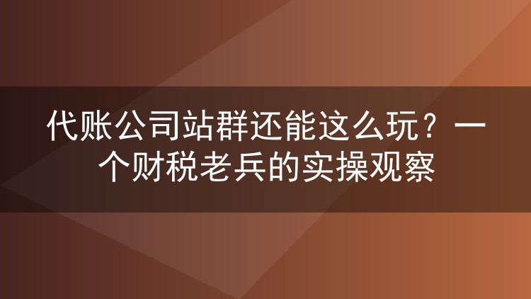 代账公司站群还能这么玩？一个财税老兵的实操观察
