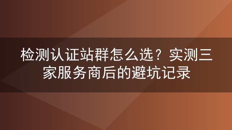 检测认证站群怎么选?实测三家服务商后的避坑记录